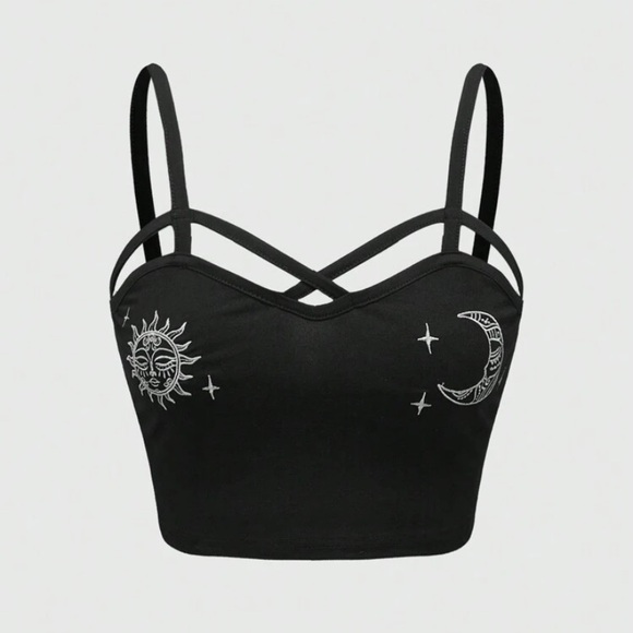 Plus Size Black Goth Galaxy Women's Tank Top And Elastic Waist Midi Skirt Set - Picture 4 of 9